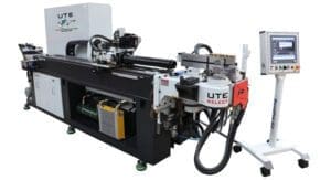 Four-axis CNC tube bending machine in production